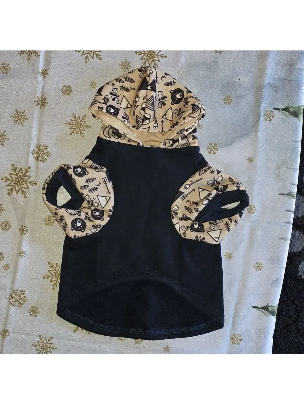 Bond & Co Black Cream Dog Hoodie Large Pawesome Adventure #DGC2-LX